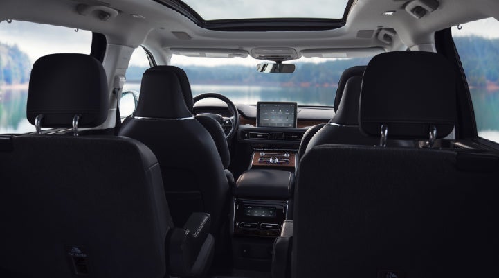 The interior of a 2024 Lincoln Aviator® SUV from behind the second row | Preston Lincoln in Hurlock MD
