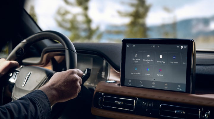 The center touchscreen of a Lincoln Aviator® SUV is shown | Preston Lincoln in Hurlock MD