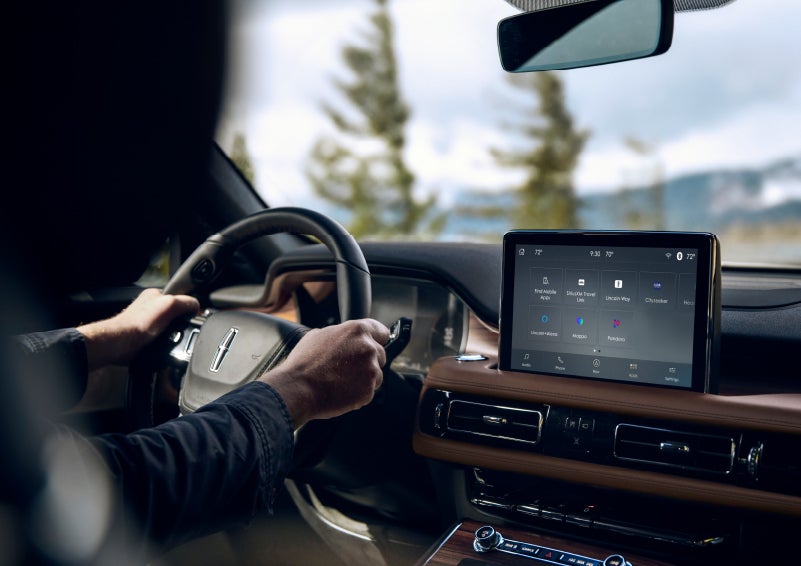 The center touch screen in a 2024 Lincoln Aviator® SUV is shown | Preston Lincoln in Hurlock MD